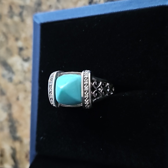 estate turquoise Ring.  With Diamond Bezel Reserved - Picture 5 of 5